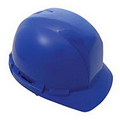 Hard Hat with ratchet adjustment and 4 point nylon suspension in Blue and Full Color Label.